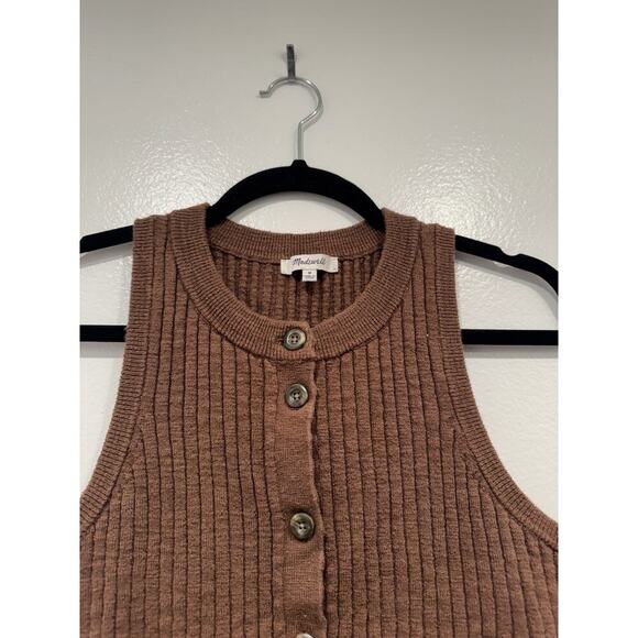 Madewell Kendale Button Front Crop Sweater Women’s Size Medium Sleeveless - Picture 2 of 7